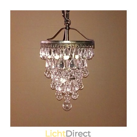 Moderne hanglamp met kristallen kralen, 1 lichtbron en antiekkleurige armatuur Moderne hanglamp met kristallen kralen, 1 lichtbron en antiekkleurige armatuur