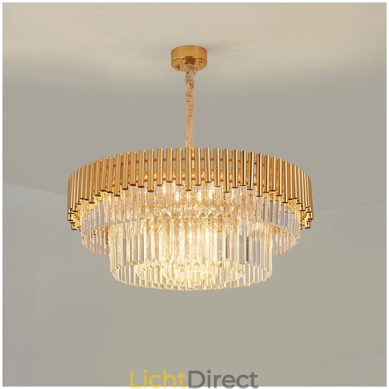 Postmoderne gouden luxe ronde K9 kristallen hanglamp kroonluchter verlichting tentoonstellingshal