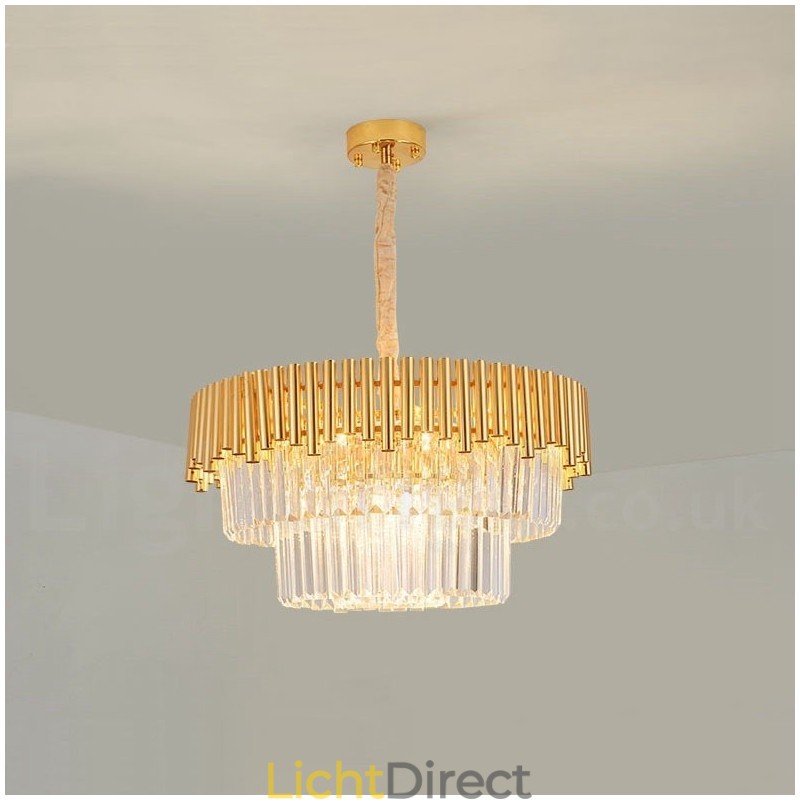 Postmoderne gouden luxe ronde K9 kristallen hanglamp kroonluchter verlichting tentoonstellingshal