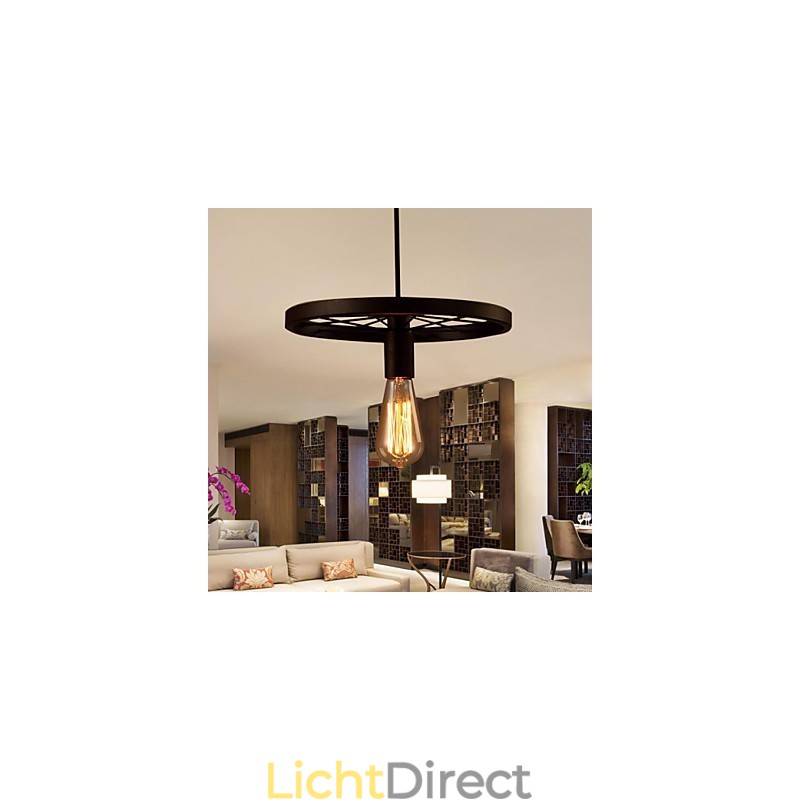 Industriële 1-lichts vintage hanglamp met ijzeren kap
