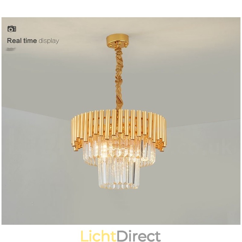 Postmoderne gouden luxe ronde K9 kristallen hanglamp kroonluchter verlichting tentoonstellingshal