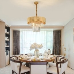 Postmoderne gouden luxe ronde K9 kristallen hanglamp kroonluchter verlichting tentoonstellingshal