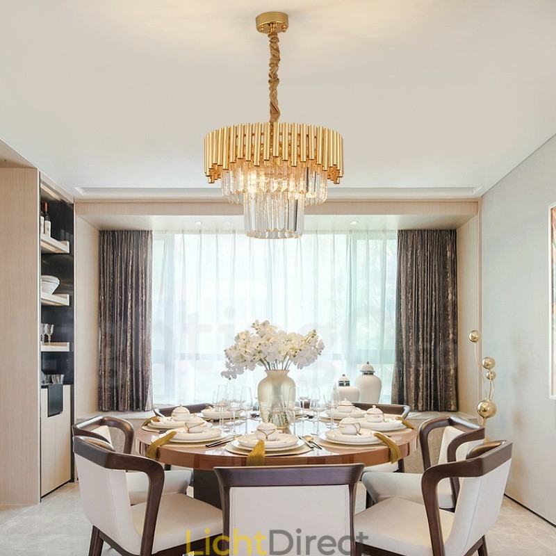 Postmoderne gouden luxe ronde K9 kristallen hanglamp kroonluchter verlichting tentoonstellingshal