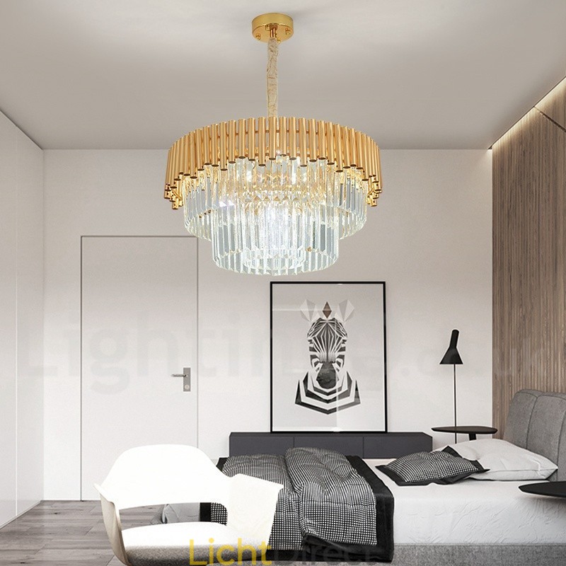 Postmoderne gouden luxe ronde K9 kristallen hanglamp kroonluchter verlichting tentoonstellingshal