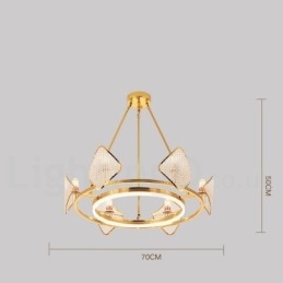 Gouden postmoderne luxe ronde K9 kristallen hanglamp met acryl kap tentoonstellingshal