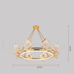 Gouden postmoderne luxe ronde K9 kristallen hanglamp met acryl kap tentoonstellingshal