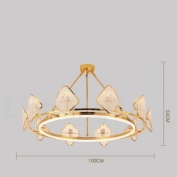 Gouden postmoderne luxe ronde K9 kristallen hanglamp met acryl kap tentoonstellingshal