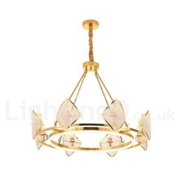 Gouden postmoderne luxe ronde K9 kristallen hanglamp met acryl kap tentoonstellingshal