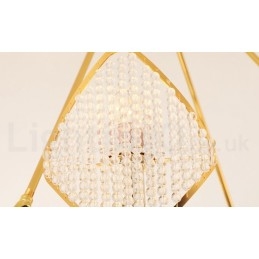 Gouden postmoderne luxe ronde K9 kristallen hanglamp met acryl kap tentoonstellingshal