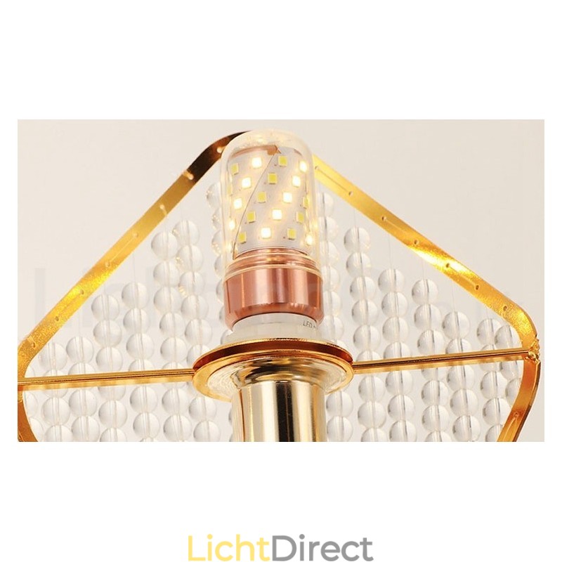 Gouden postmoderne luxe ronde K9 kristallen hanglamp met acryl kap tentoonstellingshal