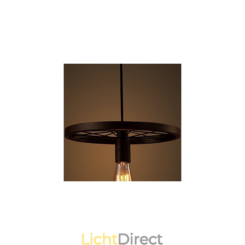 Industriële 1-lichts vintage hanglamp met ijzeren kap