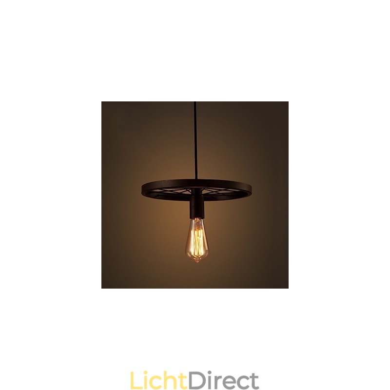 Industriële 1-lichts vintage hanglamp met ijzeren kap