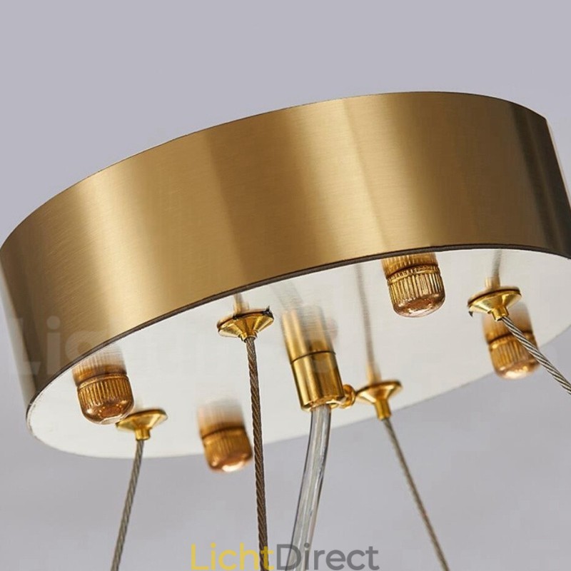 Luxe moderne gouden plus zwarte ronde K9 kristallen hanglamp tentoonstellingshal
