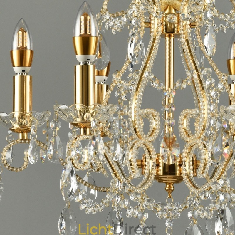6-lichts gouden zilveren Amerikaanse stijl kristallen hanglamp kroonluchter lichtwinkel