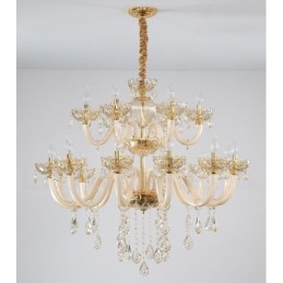 18 (12+6) Lichte champagnekleurige elegante kristallen kaarskroonluchter