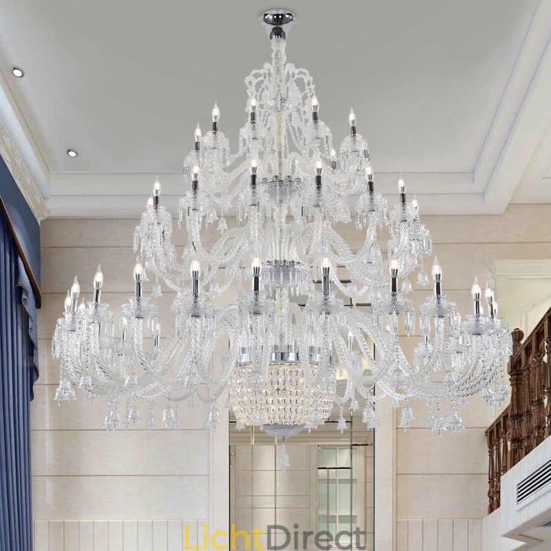 50 Lichts Heldere Elegante Luxe Kristallen Kaars Kroonluchter Tentoonstellingshal