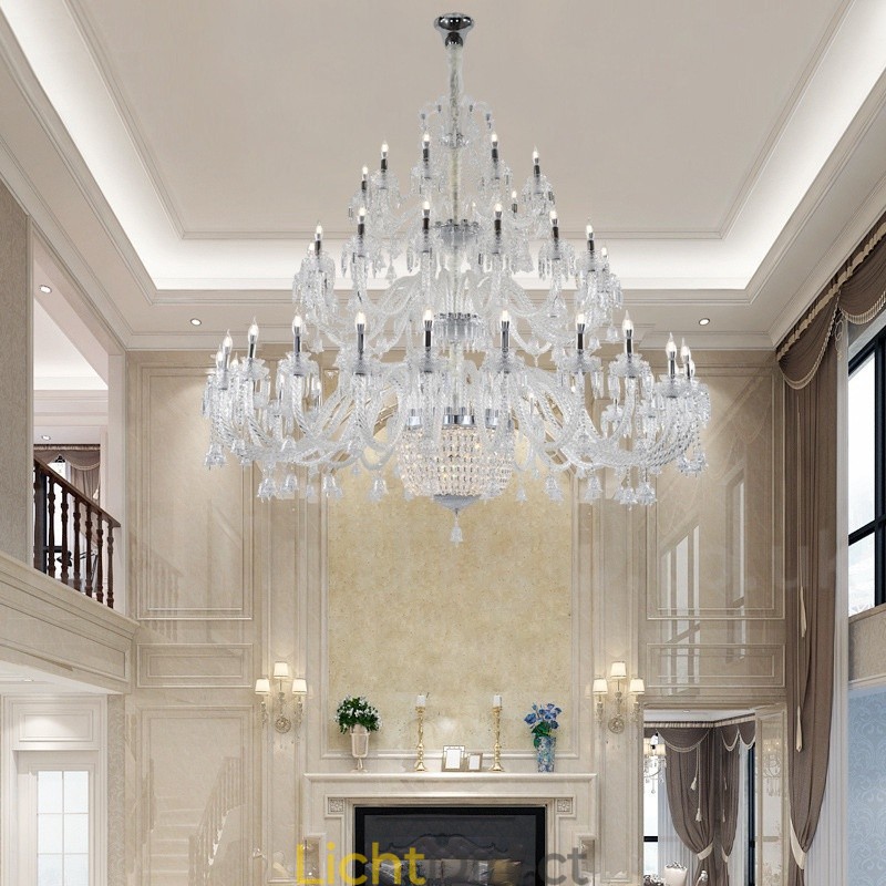 50 Lichts Heldere Elegante Luxe Kristallen Kaars Kroonluchter Tentoonstellingshal