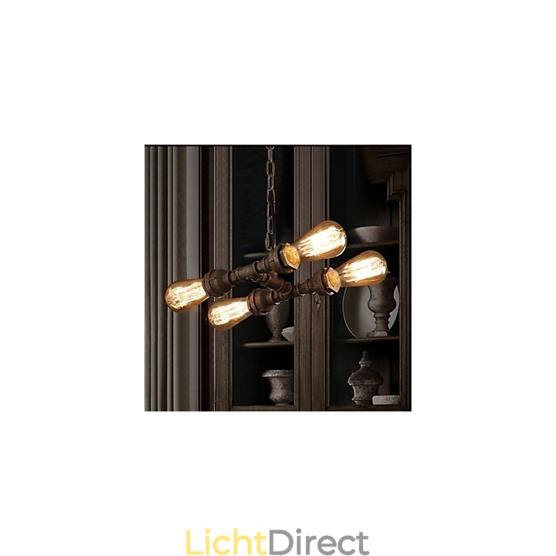4 Light American Industrial Water Pipe Retro style Wind