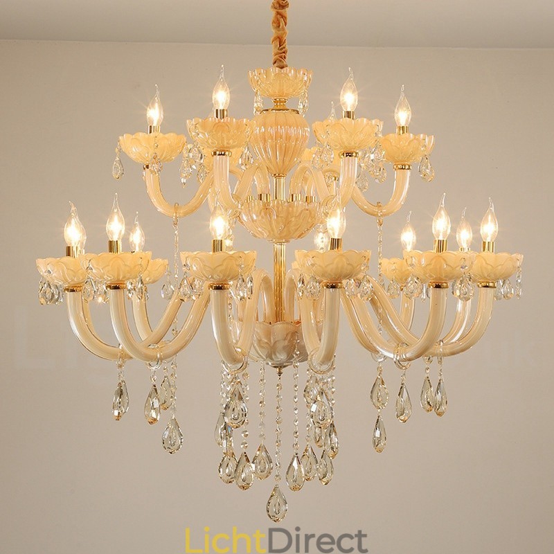 18 (12+6) Lichte luxe champagne kristal kaars kroonluchter