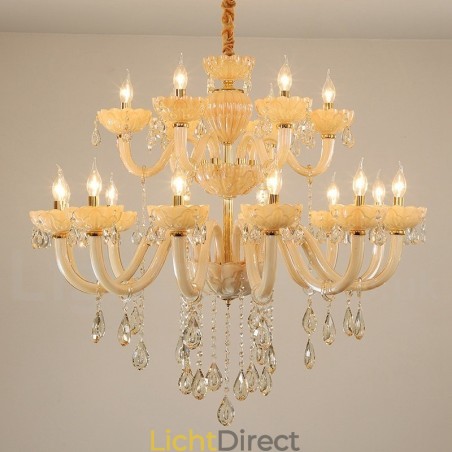 18 (12+6) Lichte luxe champagne kristal kaars kroonluchter