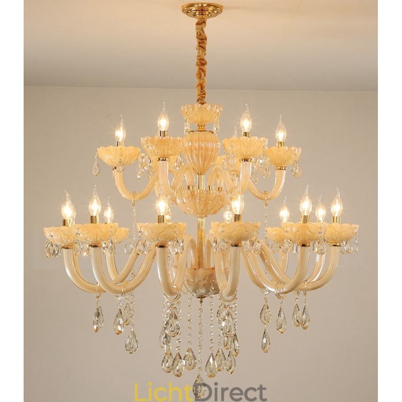 18 (12+6) Lichte luxe champagne kristal kaars kroonluchter