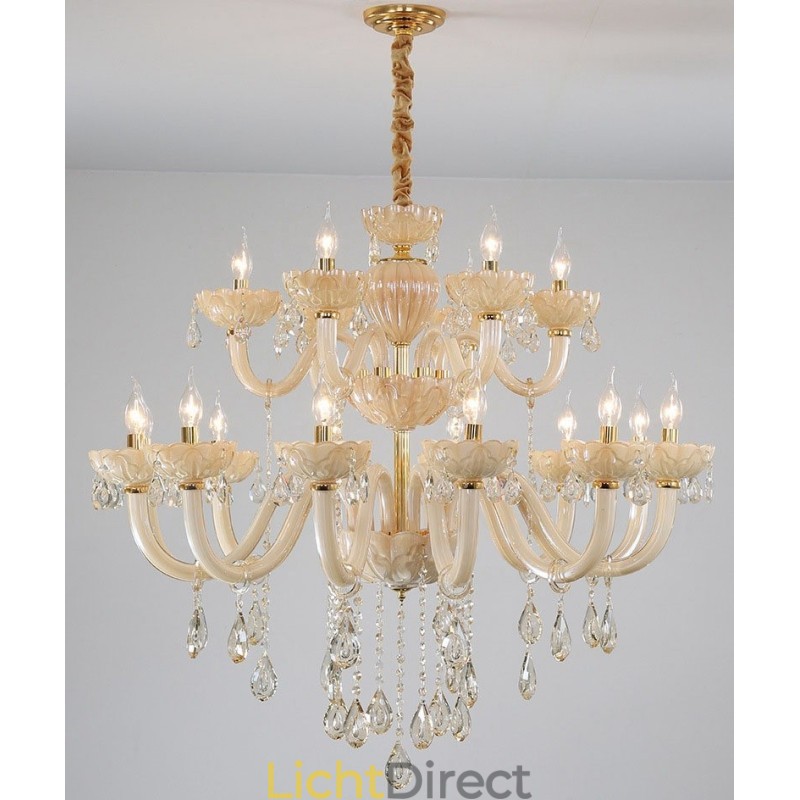 18 (12+6) Lichte luxe champagne kristal kaars kroonluchter