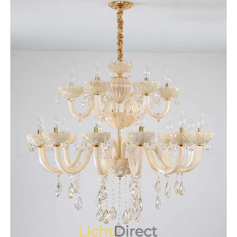 18 (12+6) Lichte luxe champagne kristal kaars kroonluchter