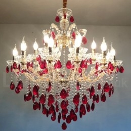 18 (12+6) Licht Luxe Rode Kristallen Kaars Gouden Kroonluchter