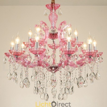 Multi Colours 18 (12+6) Licht Luxe Kristallen Kaars Kroonluchter met Helder Kristal Multi Colours 18 (12+6) Licht Luxe Kristallen Kaars Kroonluchter met Helder Kristal