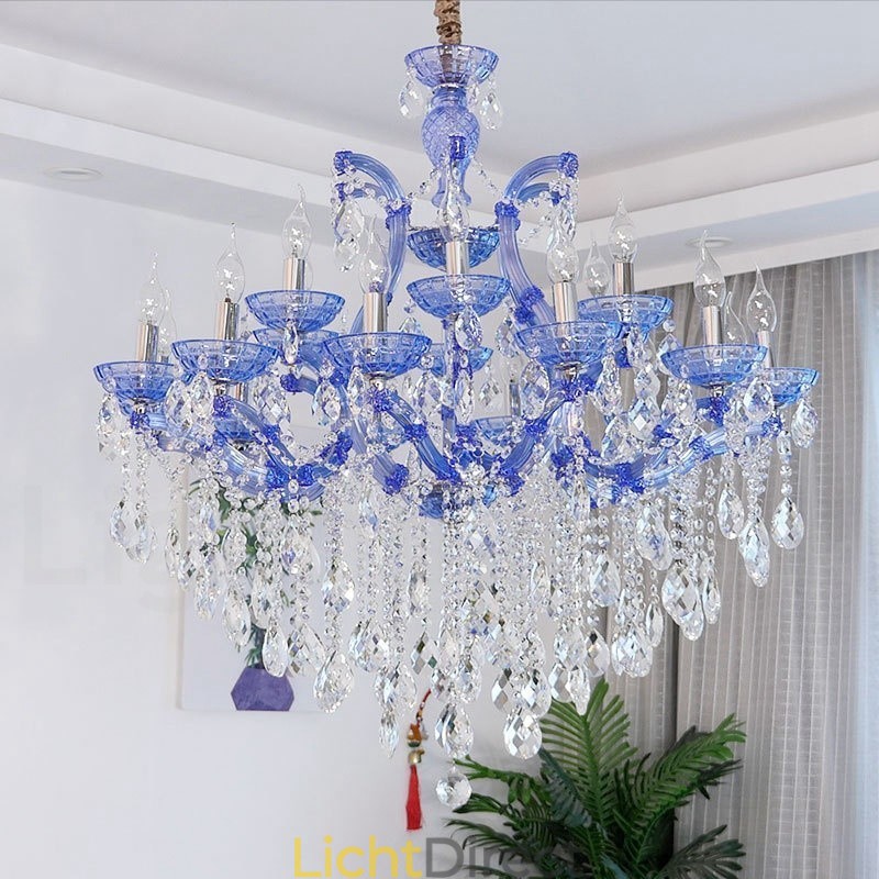 Multi Colours 18 (12+6) Licht Luxe Kristallen Kaars Kroonluchter met Helder Kristal