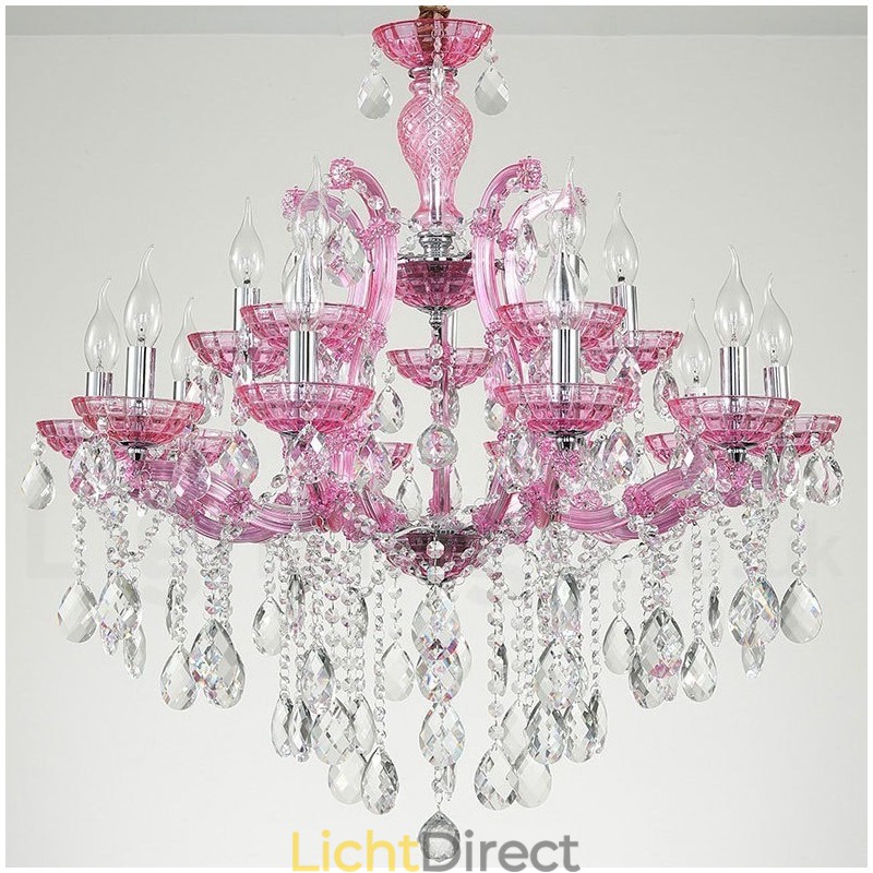 Multi Colours 18 (12+6) Licht Luxe Kristallen Kaars Kroonluchter met Helder Kristal