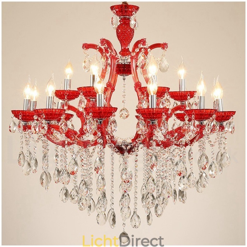 Multi Colours 18 (12+6) Licht Luxe Kristallen Kaars Kroonluchter met Helder Kristal