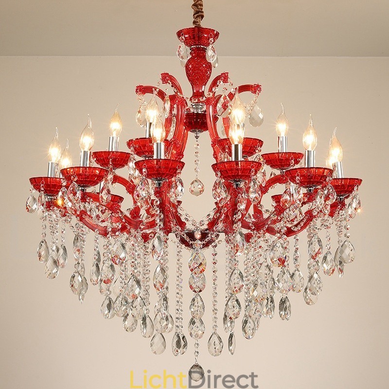 Multi Colours 18 (12+6) Licht Luxe Kristallen Kaars Kroonluchter met Helder Kristal