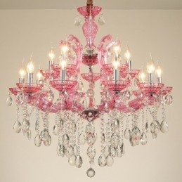 Multi Colours 18 (12+6) Licht Luxe Kristallen Kaars Kroonluchter met Helder Kristal
