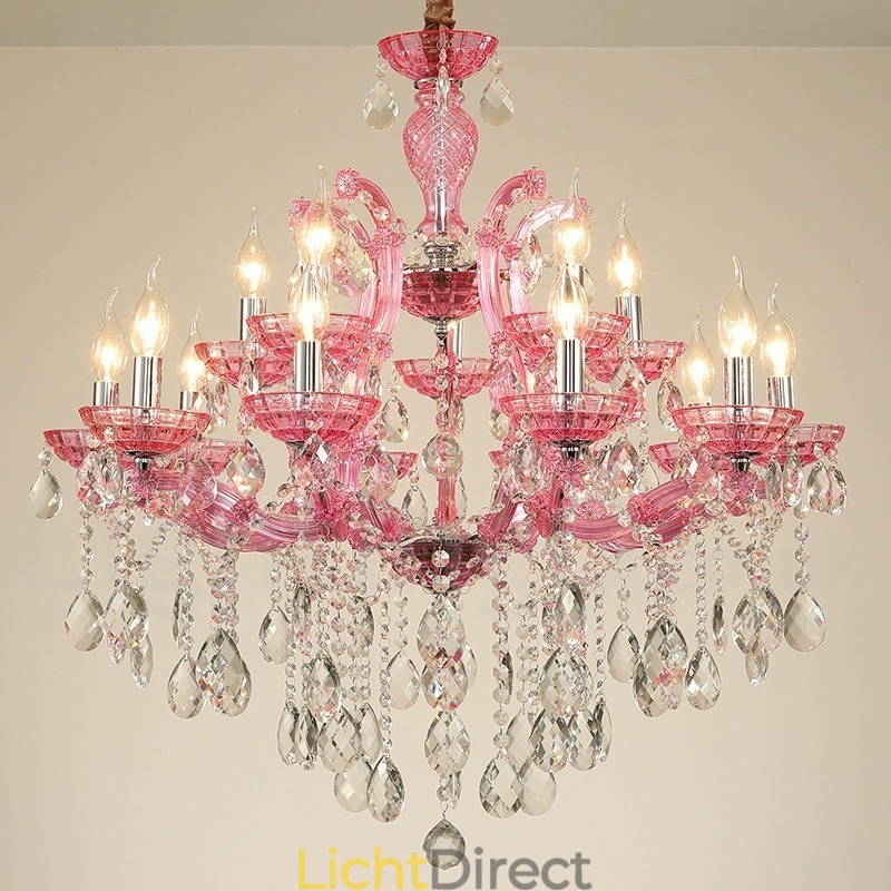 Multi Colours 18 (12+6) Licht Luxe Kristallen Kaars Kroonluchter met Helder Kristal