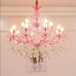 Multi Colours 18 (12+6) Licht Luxe Kristallen Kaars Kroonluchter met Helder Kristal