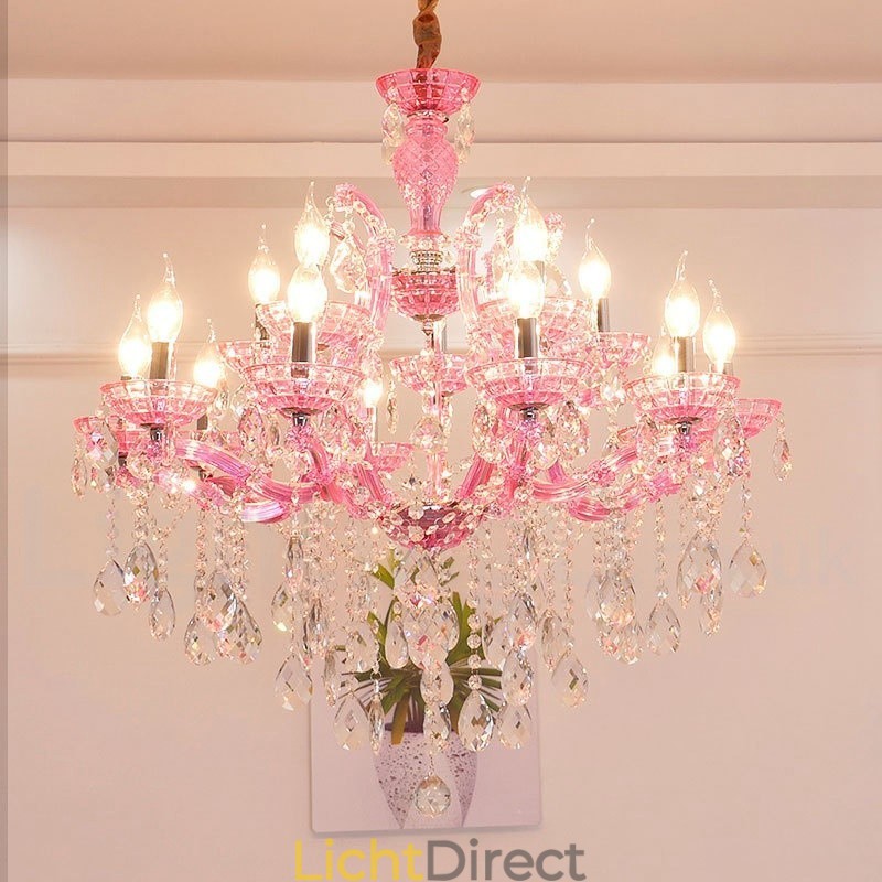 Multi Colours 18 (12+6) Licht Luxe Kristallen Kaars Kroonluchter met Helder Kristal