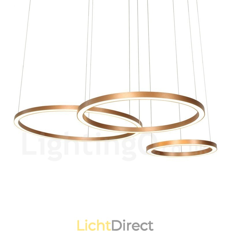 Wi-Fi Smart Dimbare Goud Rose Goud Moderne Hedendaagse 3 Ringen Licht Aluminiumlegering Hanglamp met Acryl Kap