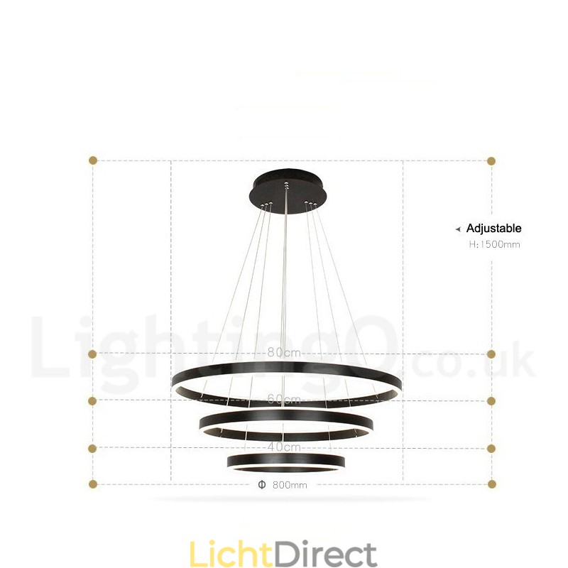 Dimbare Wi-Fi Smart 3 Ringen Twee Strips Moderne Hedendaagse Hanglamp met Acryl Kap