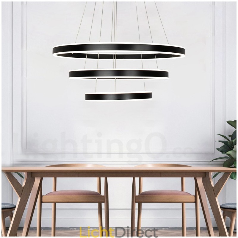 Dimbare Wi-Fi Smart 3 Ringen Twee Strips Moderne Hedendaagse Hanglamp met Acryl Kap