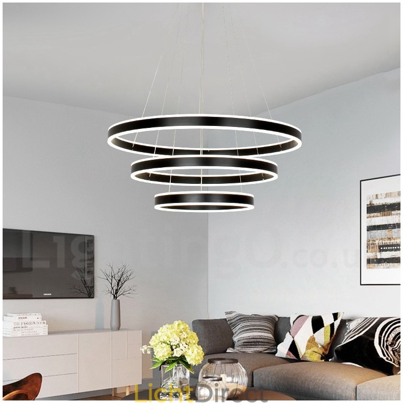 Dimbare Wi-Fi Smart 3 Ringen Twee Strips Moderne Hedendaagse Hanglamp met Acryl Kap