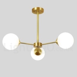 3-lichts kroonluchter van puur messing in Noord-Europa, moderne hanglamp met metalen moleculen