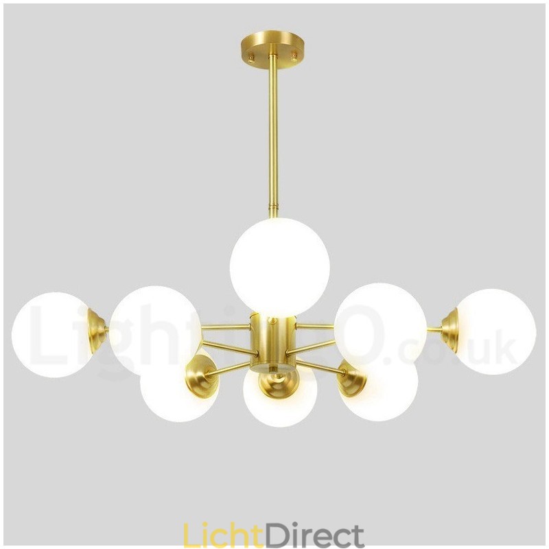 8-lichts (4+4-lichts) tweelaags puur messing Noord-Europese bonenkroonluchter moderne metalen moleculen hanglamp