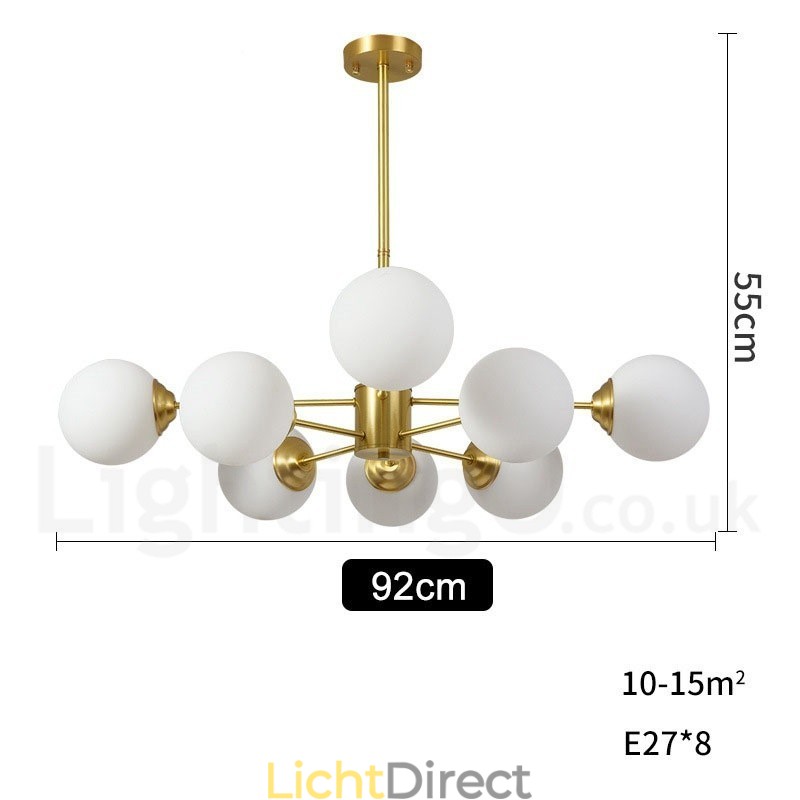 8-lichts (4+4-lichts) tweelaags puur messing Noord-Europese bonenkroonluchter moderne metalen moleculen hanglamp
