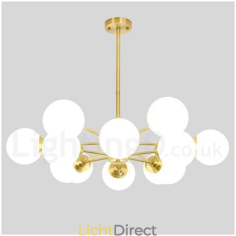 12 Licht (6+6 Licht) Twee Niveaus Puur Messing Noord-Europese Bonen Kroonluchter Moderne Metalen Moleculen Hanglamp