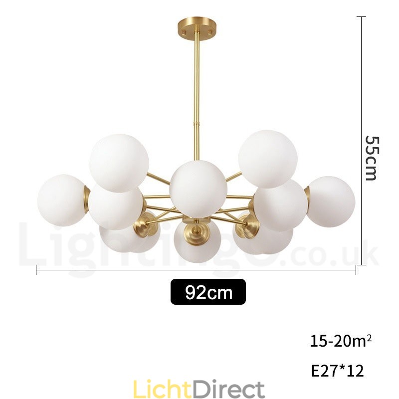 12 Licht (6+6 Licht) Twee Niveaus Puur Messing Noord-Europese Bonen Kroonluchter Moderne Metalen Moleculen Hanglamp