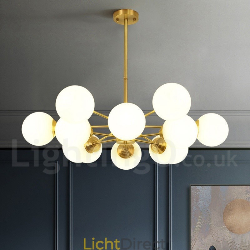 12 Licht (6+6 Licht) Twee Niveaus Puur Messing Noord-Europese Bonen Kroonluchter Moderne Metalen Moleculen Hanglamp