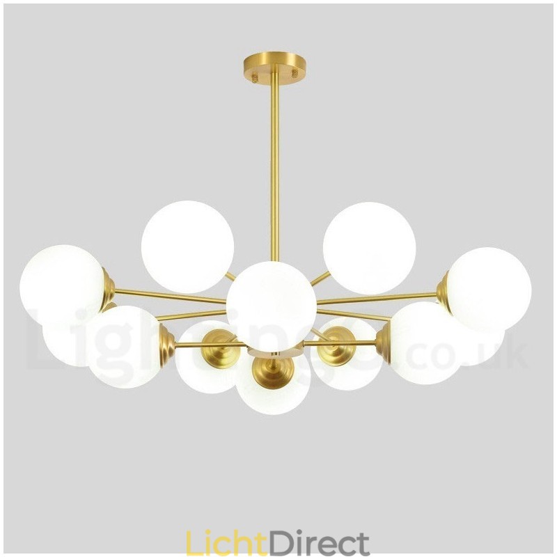 12 Licht (8+4 Licht) Twee Niveaus Puur Messing Noord-Europese Bonen Kroonluchter Moderne Metalen Moleculen Hanglamp