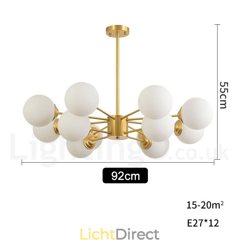 12 Licht (8+4 Licht) Twee Niveaus Puur Messing Noord-Europese Bonen Kroonluchter Moderne Metalen Moleculen Hanglamp