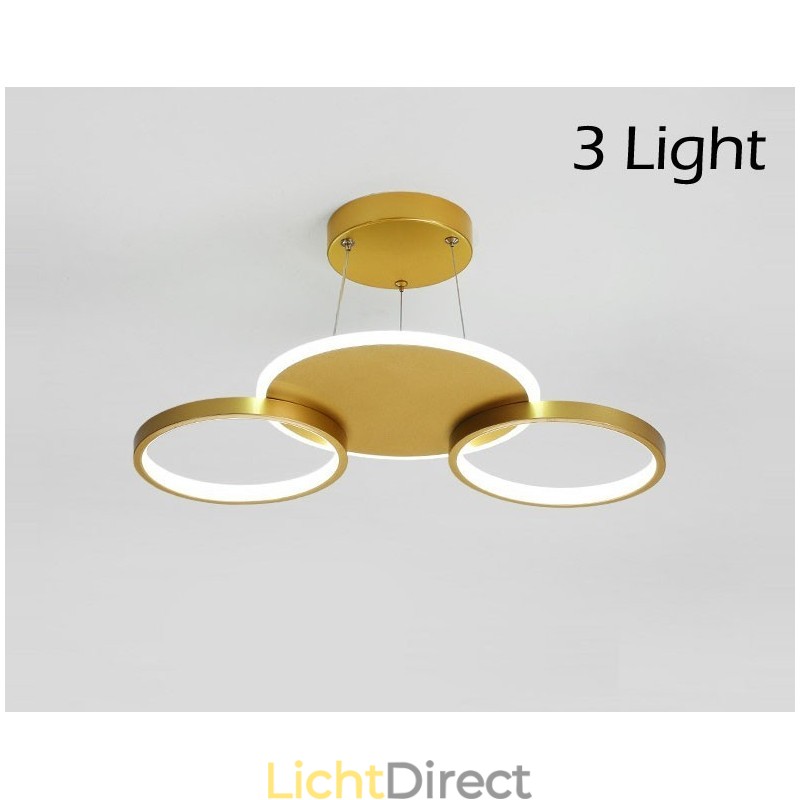 Goudkleurige moderne eigentijdse Scandinavische stijl cirkelvormige plafondkroonluchter met afstandsbediening, kan ook als wandlamp worden gebruikt
